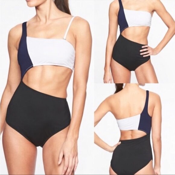 Athleta Mod Block Cut Out One Piece Swimsuit M - Picture 1 of 5